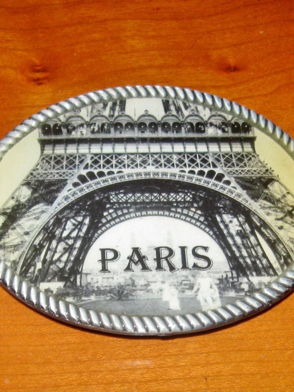 Paris France Effiel Tower Large Belt Buckle B&W Image 4" Silvertone Metal Buckle